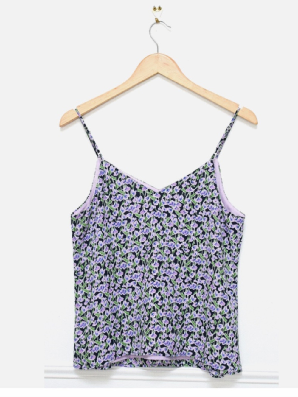 Banana Republic Sleeveless Perfect Cami Tank Top Ditsy Floral Lilac Purple Sz M